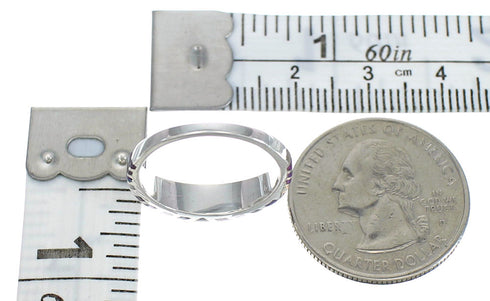 Authentic Sterling Silver Magenta Turquoise Opal Inlay Ring Size 7-3/4 RX60844