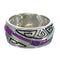 Authentic Sterling Silver Water Wave Magenta Turquoise Opal Inlay Ring Size 5-3/4 RX61313