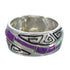 Authentic Sterling Silver Water Wave Magenta Turquoise Opal Inlay Ring Size 5-3/4 RX61313