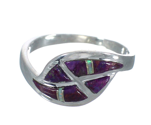 Genuine Sterling Silver Opal Magenta Turquoise Inlay Ring Size 8-1/4 RX61377