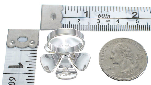 Magenta Turquoise Opal Sterling Silver Flower Ring Size 8 RX61403