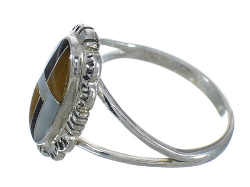 Southwest Genuine Sterling Silver And Multicolor Ring Size 6-1/4 VX61895