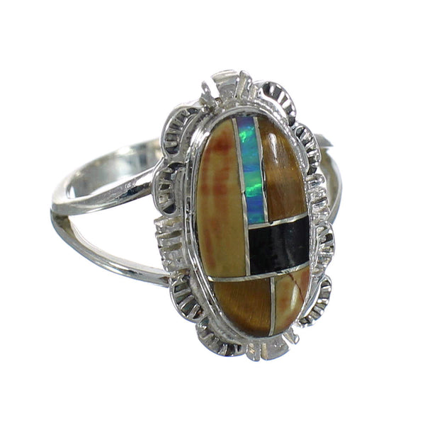Multicolor Southwest Genuine Sterling Silver Ring Size 6-1/2 VX61993