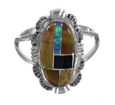 Multicolor Southwest Authentic Sterling Silver Ring Size 7 VX61994