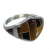 Genuine Sterling Silver And Multicolor Inlay Ring Size 4-3/4 VX61999