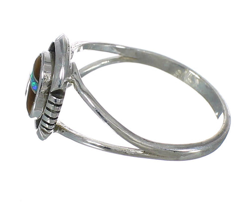 Authentic Sterling Silver And Multicolor Inlay Jewelry Ring Size 4-3/4 VX62221