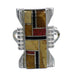 Genuine Sterling Silver And Multicolor Inlay Jewelry Ring Size 7-1/2 VX62272