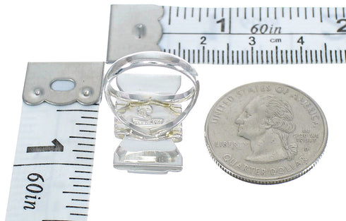 Authentic Sterling Silver And Multicolor Inlay Southwest Jewelry Ring Size 6-3/4 VX62270