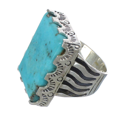 Southwestern Authentic Sterling Silver And Turquoise Jewelry Ring Size 5-1/4 WX62098