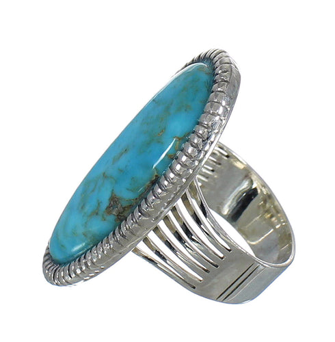 Southwest Jewelry Turquoise And Genuine Sterling Silver Ring Size 4-3/4 WX62203