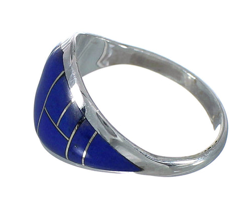 Southwest Sterling Silver And Lapis Jewelry Ring Size 7-1/4 VX61295