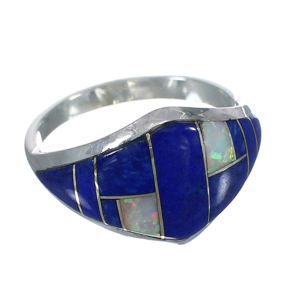Southwest Lapis Opal Sterling Silver Ring Size 5-3/4 VX61315