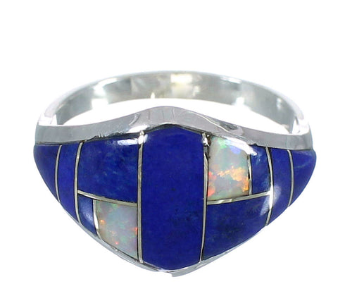 Southwest Lapis Opal Sterling Silver Ring Size 5-3/4 VX61315