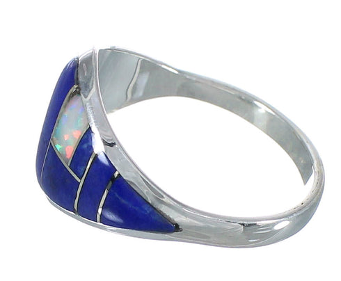 Southwest Lapis Opal Sterling Silver Ring Size 5-3/4 VX61315