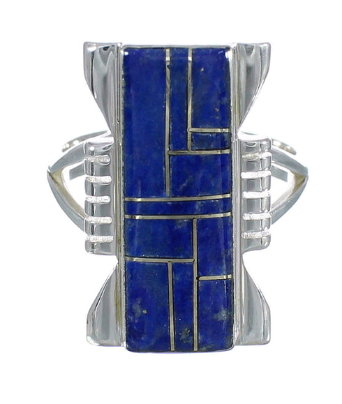 Authentic Sterling Silver Lapis Inlay Ring Size 5-1/4 VX61343
