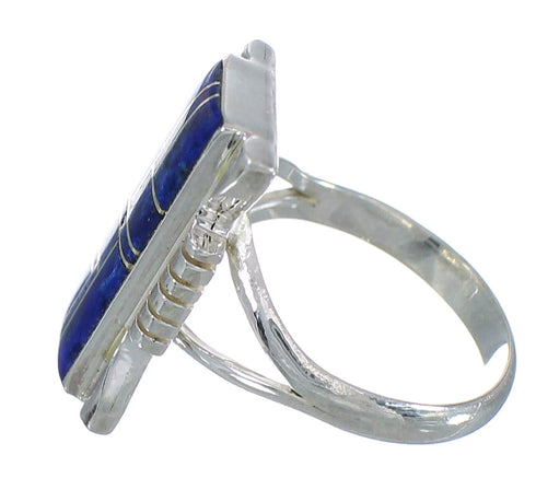 Genuine Sterling Silver Lapis Inlay Southwest Ring Size 5 VX61351