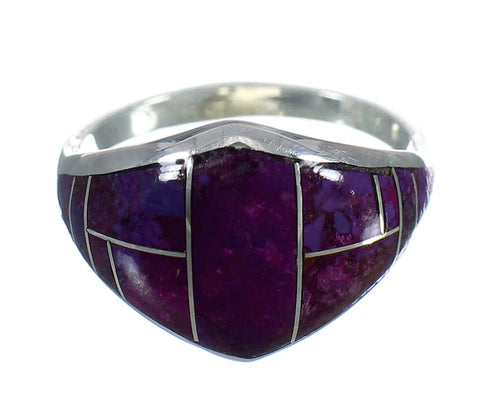 Southwest Silver Magenta Turquoise Inlay Ring Size 4-3/4 MX61748