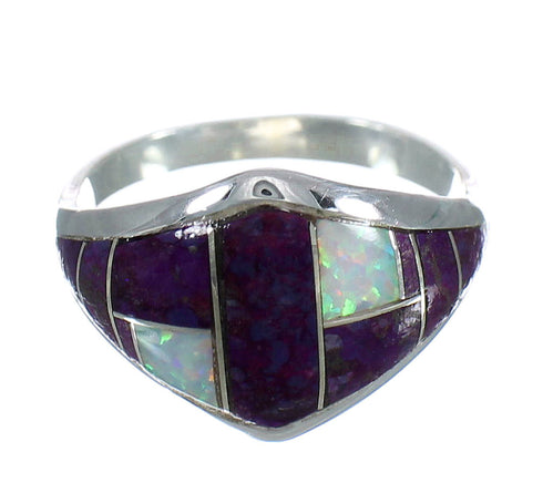 Silver Magenta Turquoise And Opal Ring Size 6-1/4 MX61794