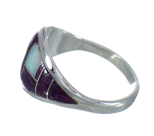 Southwest Opal Magenta Turquoise Sterling Silver Ring Size 5-1/4 MX61785