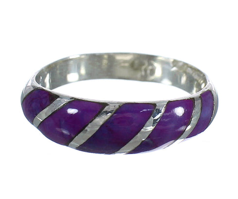 Southwest Silver Magenta Turquoise Inlay Ring Size 7-3/4 MX61914