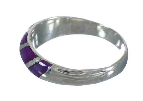 Southwest Silver Magenta Turquoise Inlay Ring Size 7-3/4 MX61914
