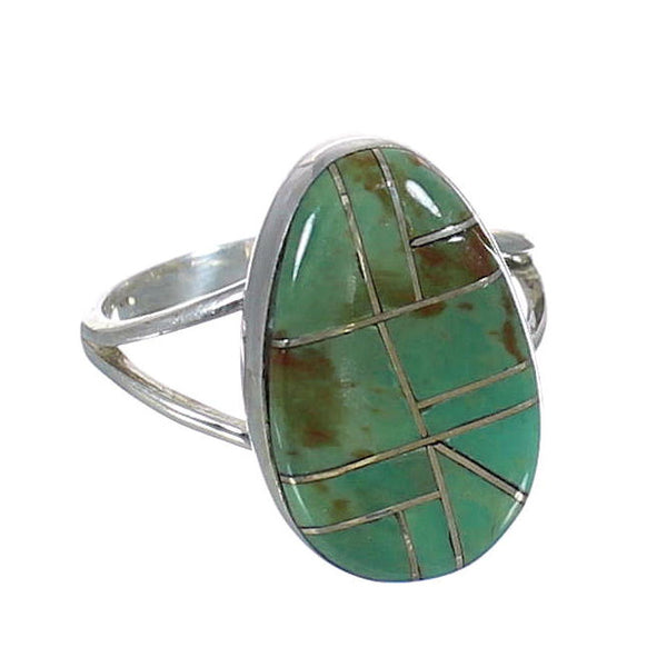 Southwest Sterling Silver Turquoise Inlay Ring Size 5-1/4 MX62050