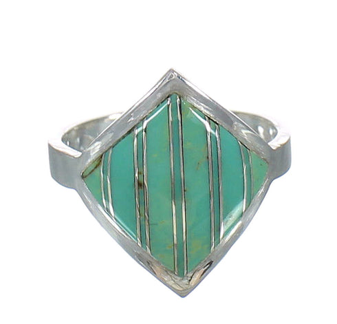 Southwest Sterling Silver Turquoise Inlay Jewelry Ring Size 7-3/4 MX62183