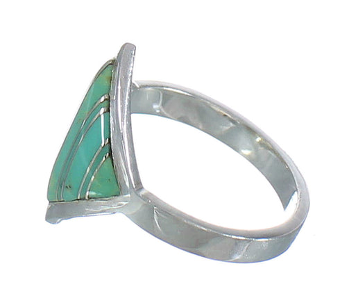 Authentic Sterling Silver Southwest Turquoise Inlay Ring Size 6-1/4 MX62194