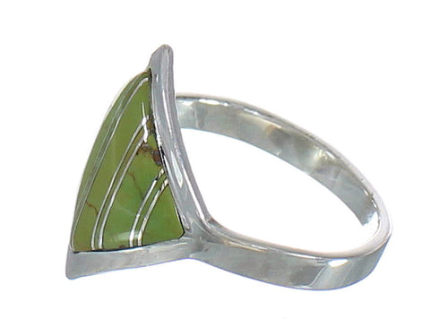 Southwest Turquoise Inlay Authentic Sterling Silver Ring Size 7-3/4 MX62202