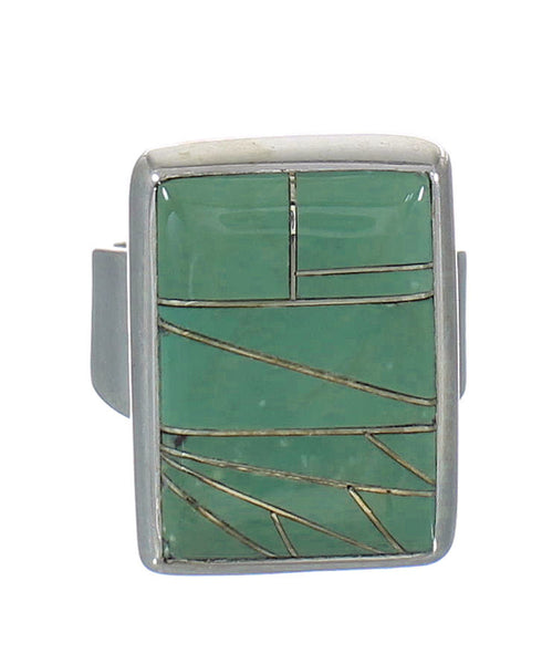 Silver Southwest Turquoise Inlay Ring Size 5-1/4 MX62305