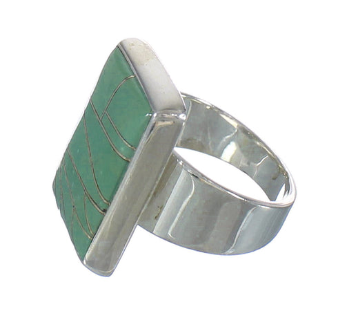 Silver Southwest Turquoise Inlay Ring Size 5-1/4 MX62305