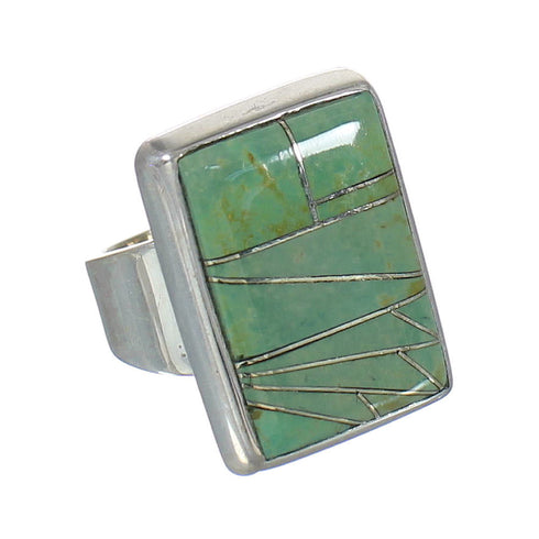 Southwest Turquoise Inlay Sterling Silver Jewelry Ring Size 6-1/4 MX62314
