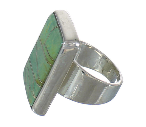 Southwest Turquoise Inlay Sterling Silver Jewelry Ring Size 6-1/4 MX62314