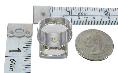 Turquoise Inlay Silver Southwest Ring Size 7-1/4 MX62345