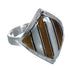 Southwest Genuine Sterling Silver Multicolor Inlay Jewelry Ring Size 8-3/4 VX61706