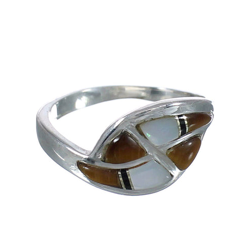 Southwest Sterling Silver Multicolor Jewelry Ring Size 6-1/4 VX61720