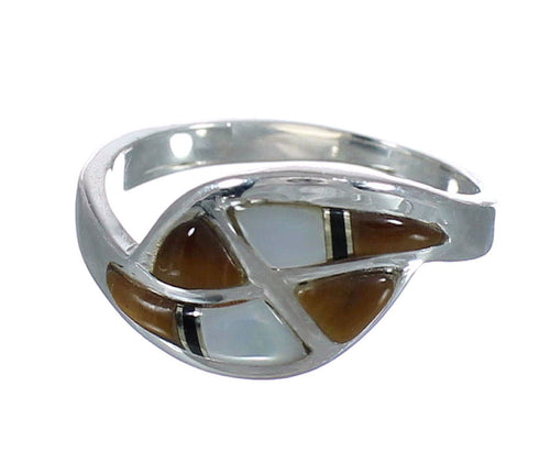 Southwest Sterling Silver Multicolor Jewelry Ring Size 6-1/4 VX61720