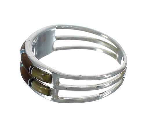 Southwest Authentic Sterling Silver And Multicolor Jewelry Ring Size 7-1/2 VX61771