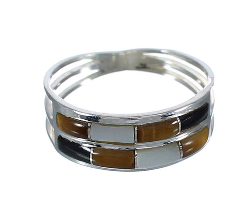 Silver And Multicolor Inlay Southwest Ring Size 5-1/4 VX61817