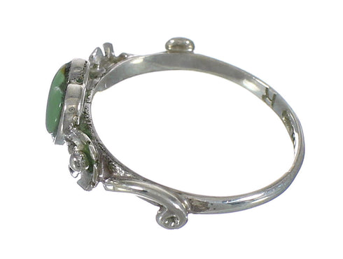 Turquoise And Sterling Silver Southwest Heart Flower Ring Size 5-3/4 WX80357
