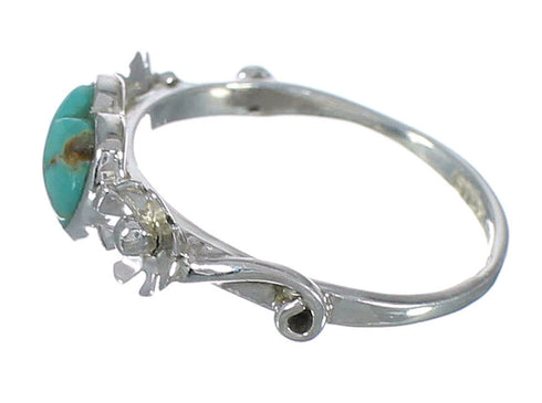 Turquoise Silver Heart Flower Southwestern Ring Size 5-1/4 WX80437