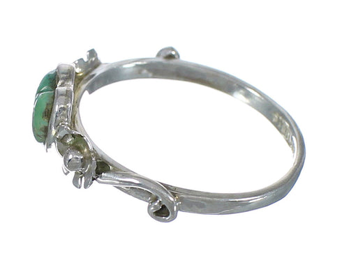 Genuine Sterling Silver Southwestern Turquoise Heart Flower Ring Size 5-1/4 WX80493