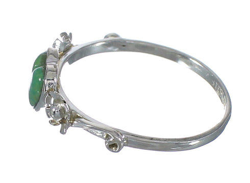 Genuine Sterling Silver Flower Southwest Turquoise Heart Ring Size 5-1/2 WX80532