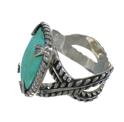 Turquoise Southwestern Genuine Sterling Silver Ring Size 8 QX80369