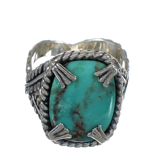 Turquoise Southwestern Silver Ring Size 8-3/4 QX80378