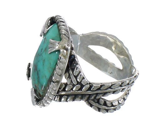 Genuine Sterling Silver Turquoise Southwestern Ring Size 5-3/4 QX80430