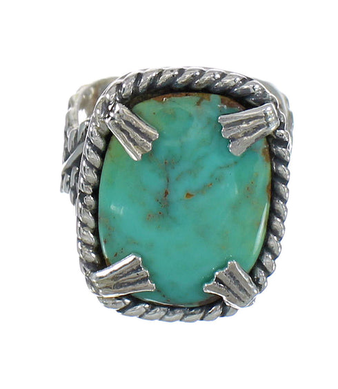 Southwest Turquoise Authentic Sterling Silver Ring Size 6-1/2 QX80451