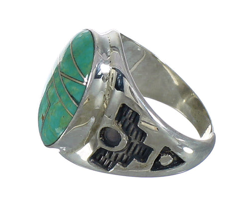 Southwestern Turquoise Sterling Silver Jewelry Ring Size 8-3/4 QX80671