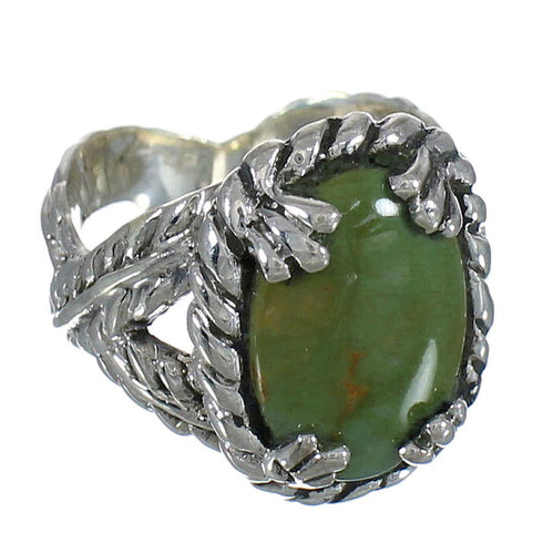 Southwestern Sterling Silver And Turquoise Ring Size 7 WX80713