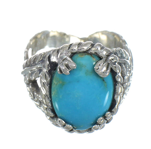 Genuine Sterling Silver Southwestern Turquoise Ring Size 4-1/2 RX61983